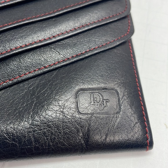 Authentic vintage CHRISTIAN DIOR multi snap black leather wallet with COA - Picture 3 of 12